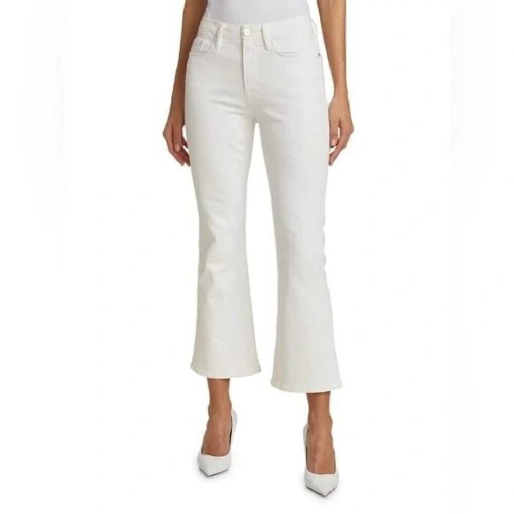 Frame / le crop mini boot blanc snake foil White size 30